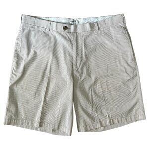 Peter Millar Shorts Mens 38 Beige Pin Striped Wicking Chino Flat Front Golf